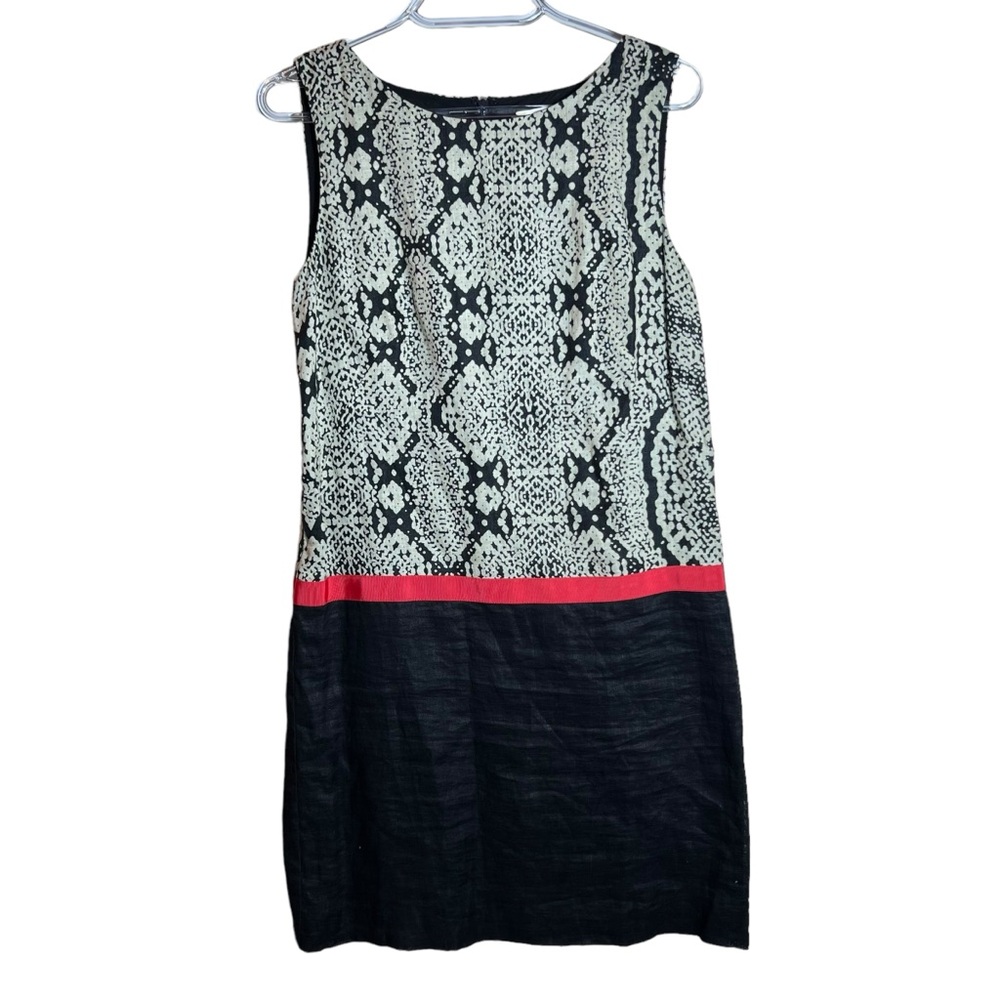 Ann Taylor Loft Sleeveless Color Block Snakeskin Print Linen Shift Dress, Size 6